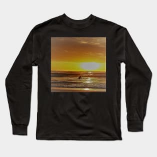 Surfer Watching Sunrise On Cocoa Beach, FL Long Sleeve T-Shirt